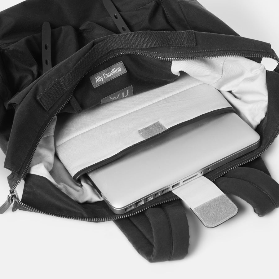 Frank Large Waxed Cotton Backpack in Steel