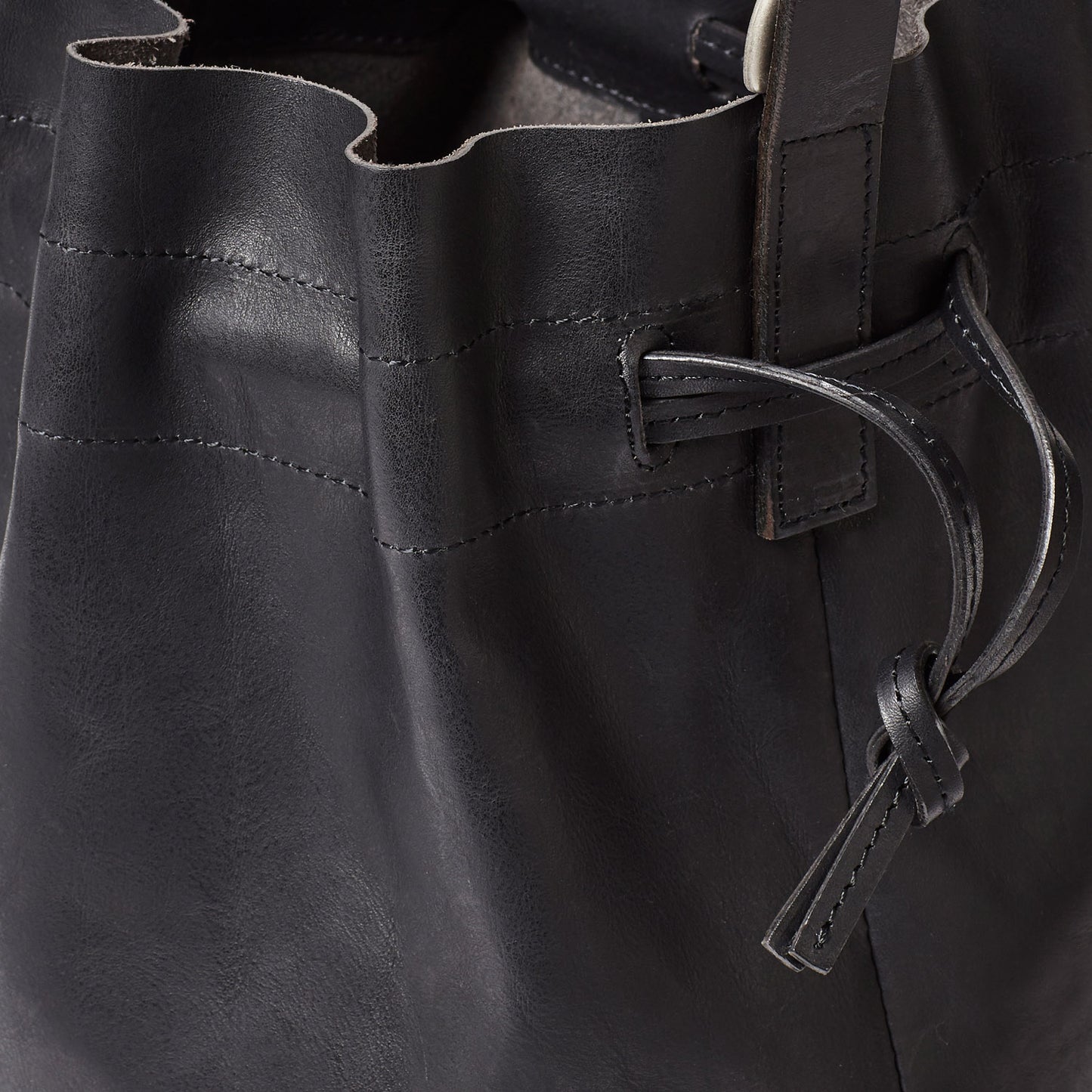 Dora Small Calvert Leather Crossbody Bucket Bag in Black