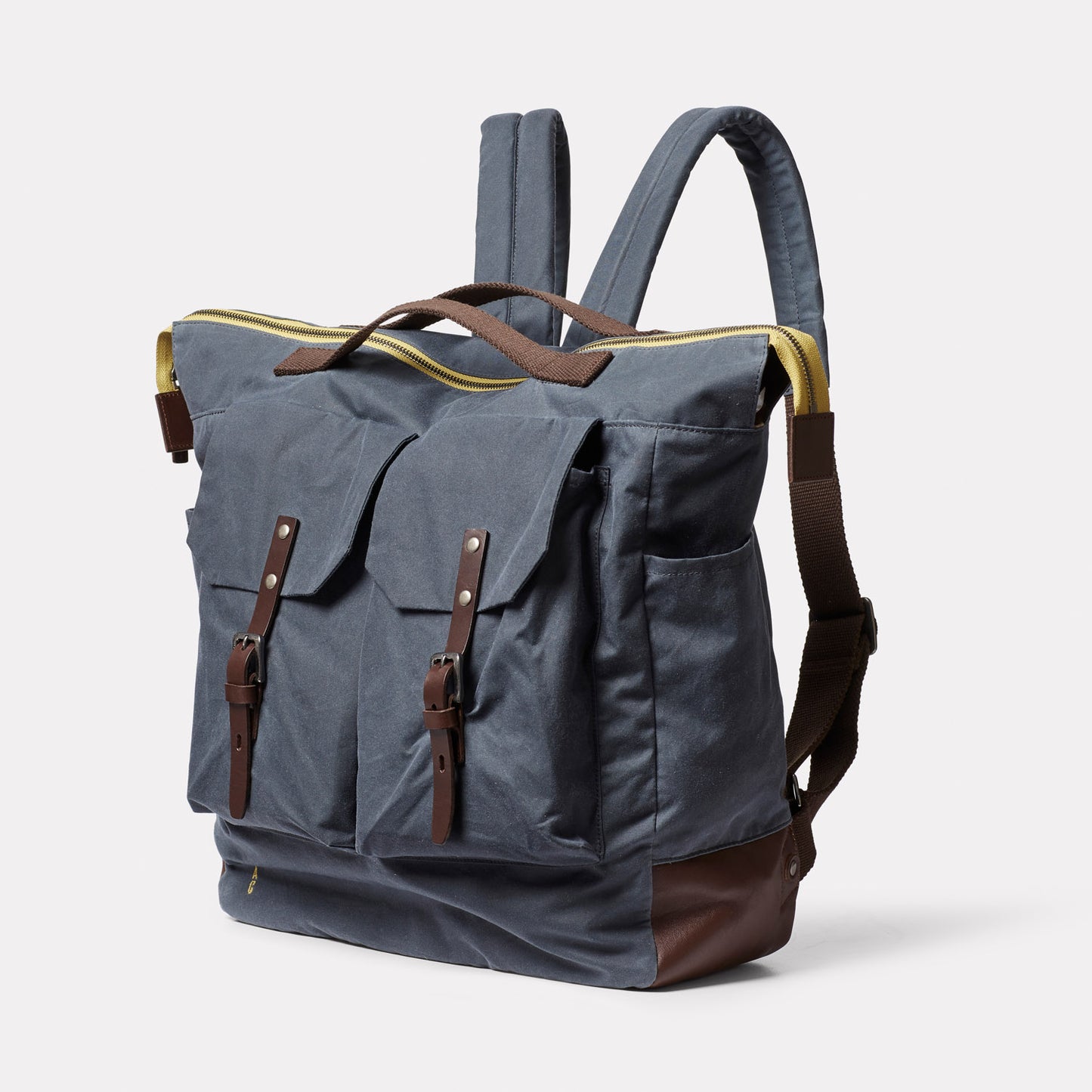 Frank Large Waxed Cotton Backpack in Steel