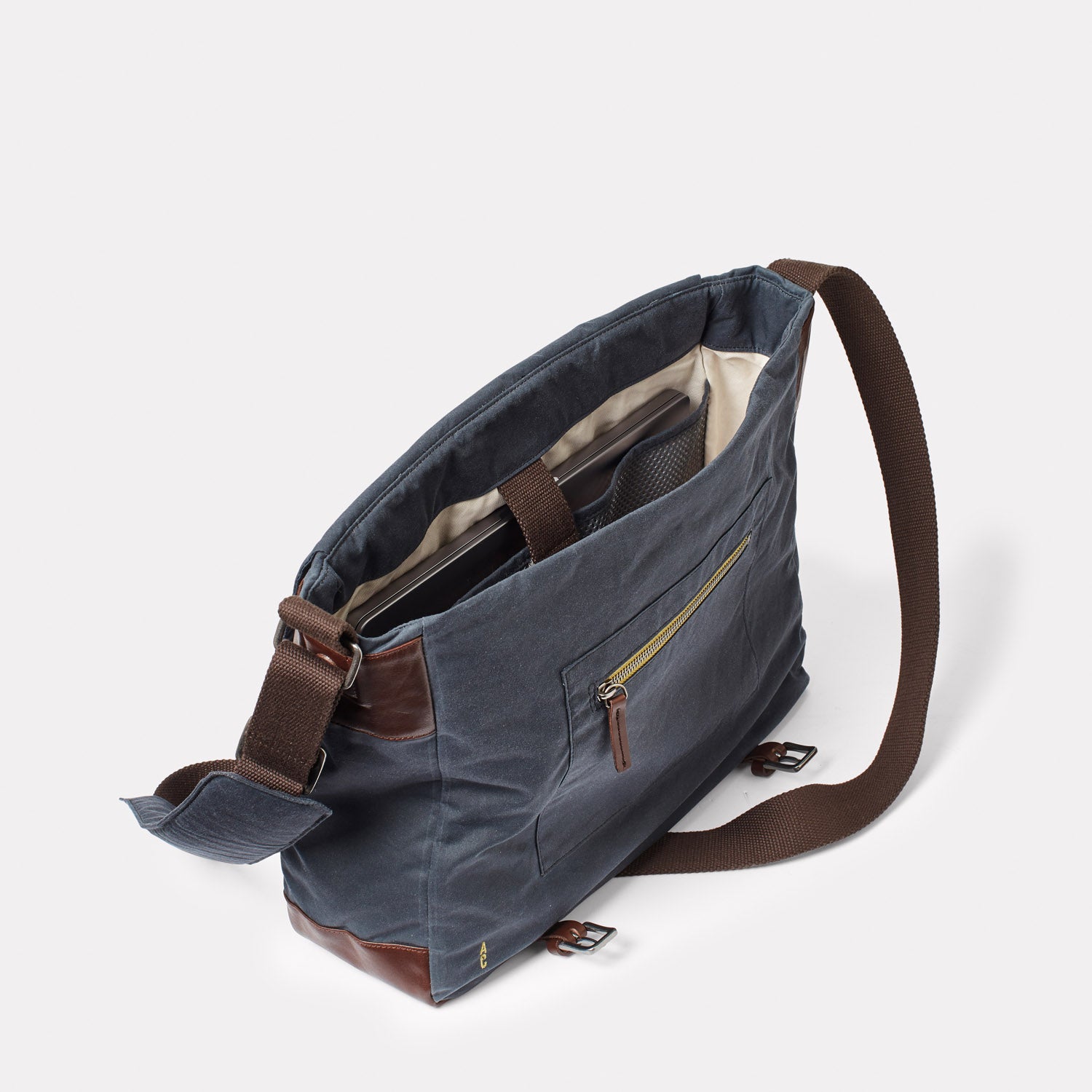 Grey Laptop Bag Waxed Cotton Bag