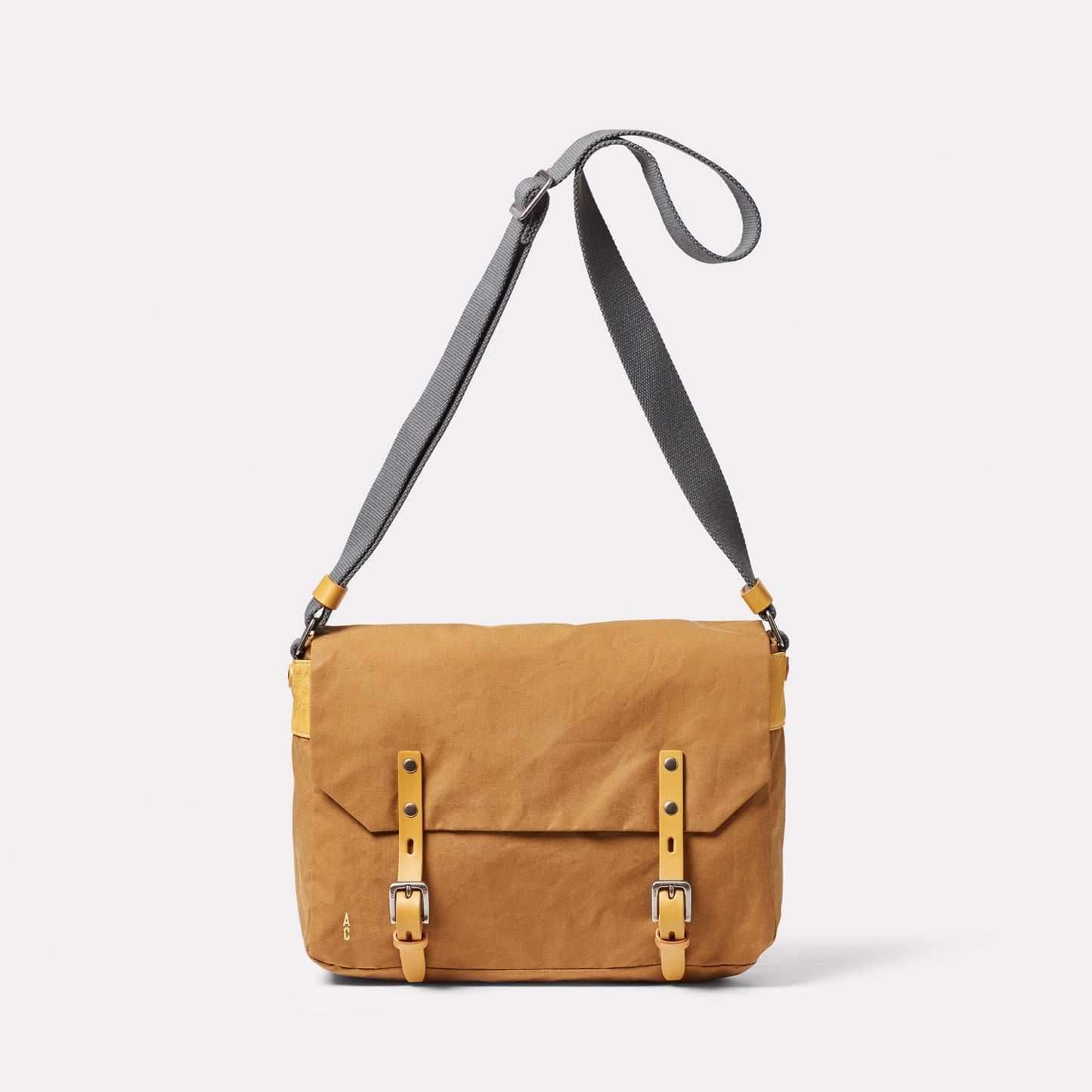 Jeremy Small Waxed Cotton Crossbody Satchel in Gingerbread