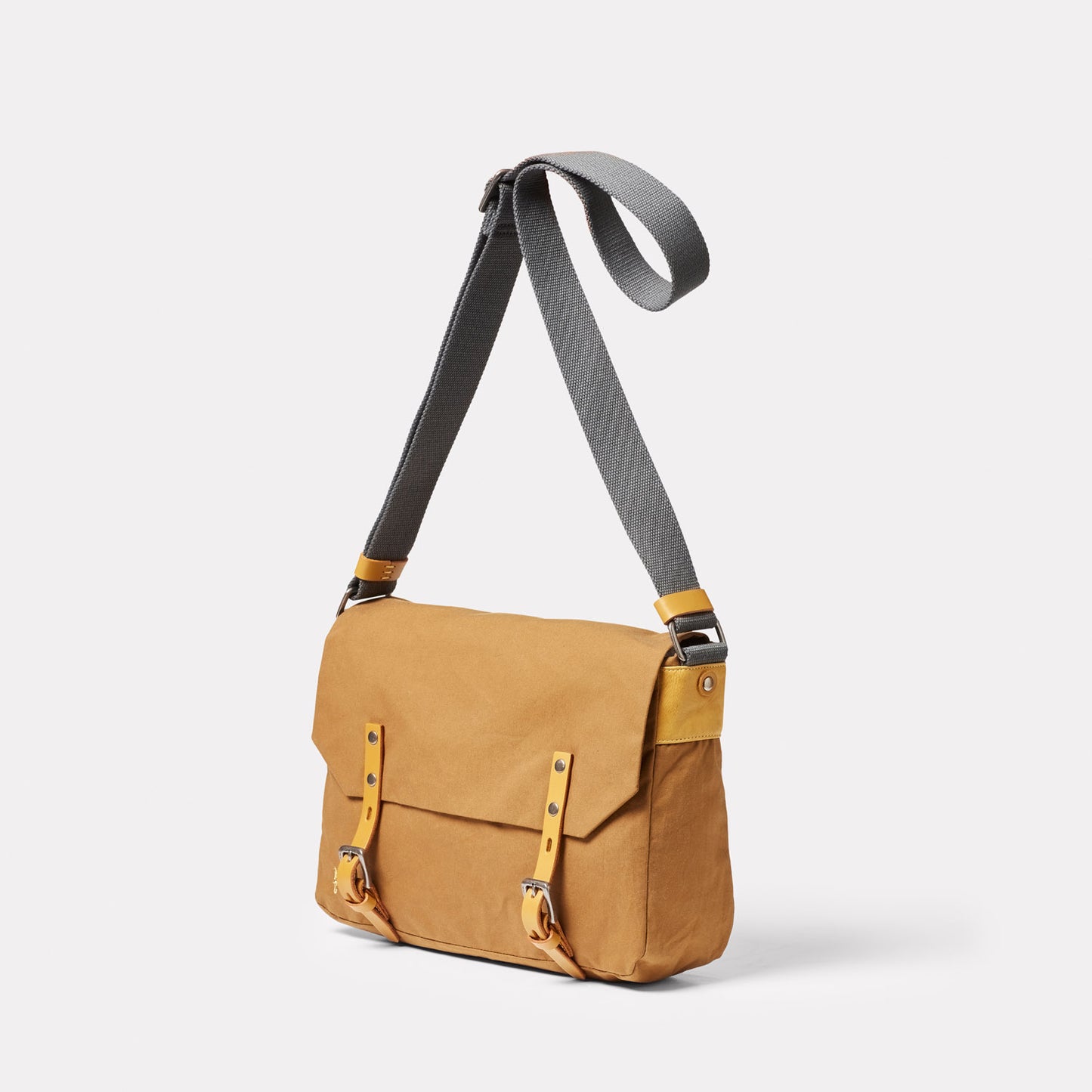 Jeremy Small Waxed Cotton Crossbody Satchel in Gingerbread