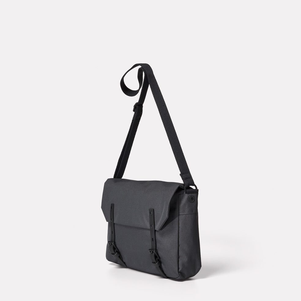 Jeremy Small Waxed Cotton Satchel in Black