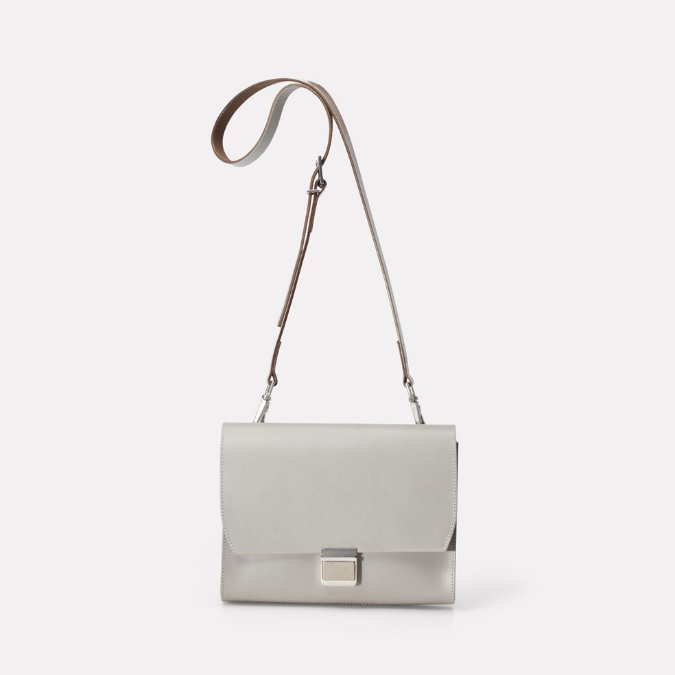 Simone Leather Crossbody Bag in Light Grey Ally Capellino