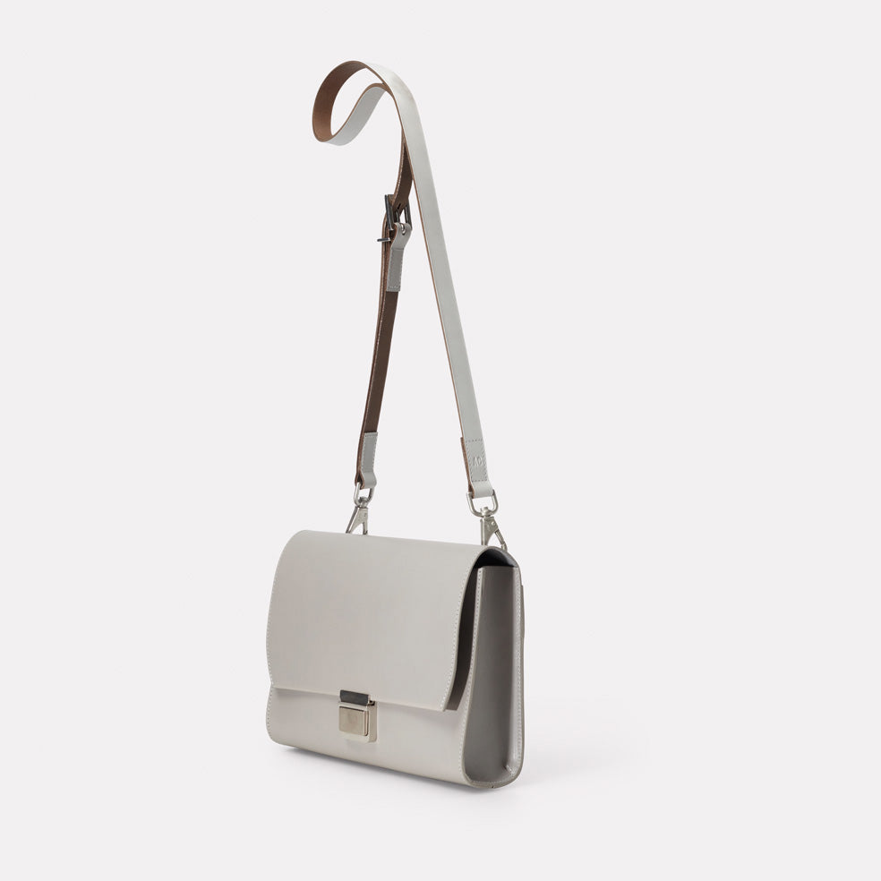 Simone Leather Crossbody Bag in Light Grey