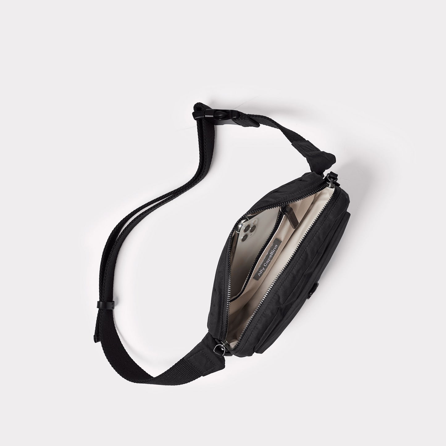Fela Waxed Cotton Bumbag in Black