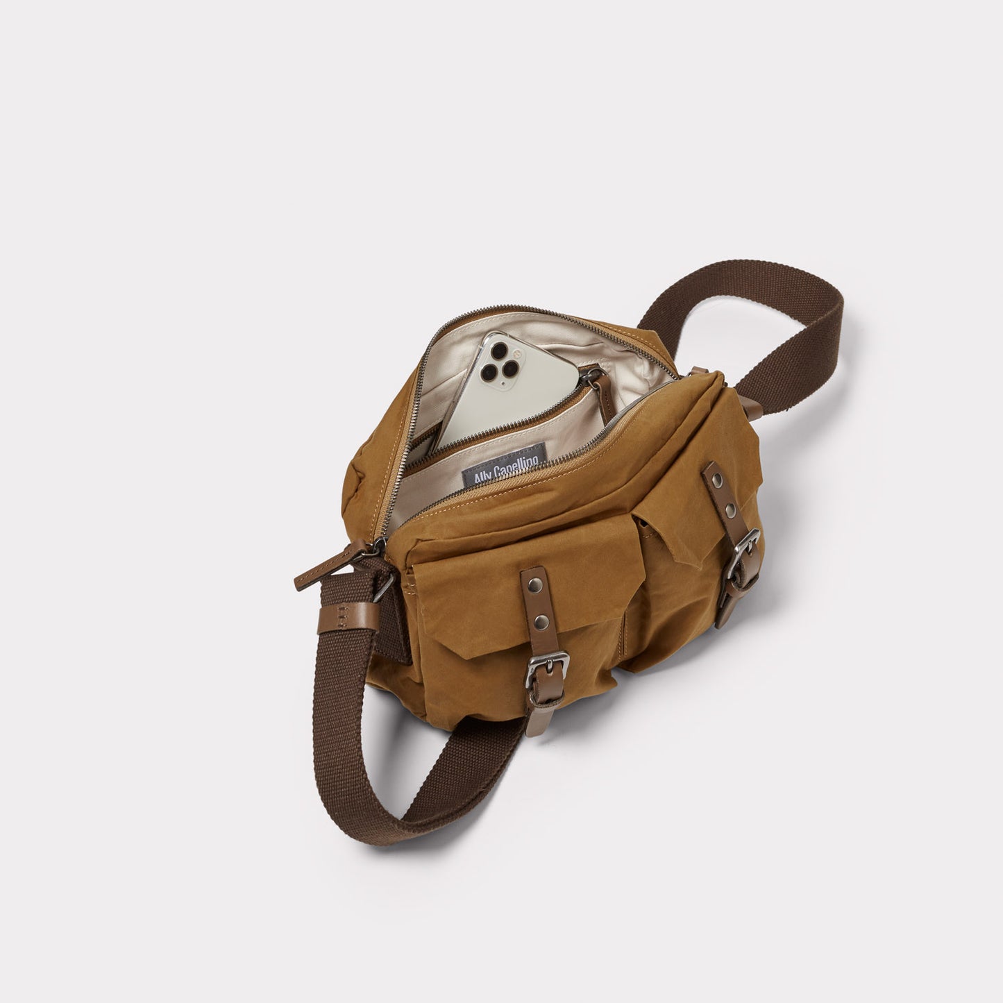 Franco Waxed Cotton Crossbody Bag in Chert