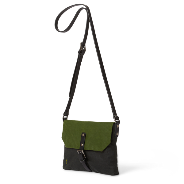 Friday, Waxed Cotton crossbody bag in Hedge Green Ally Capellino