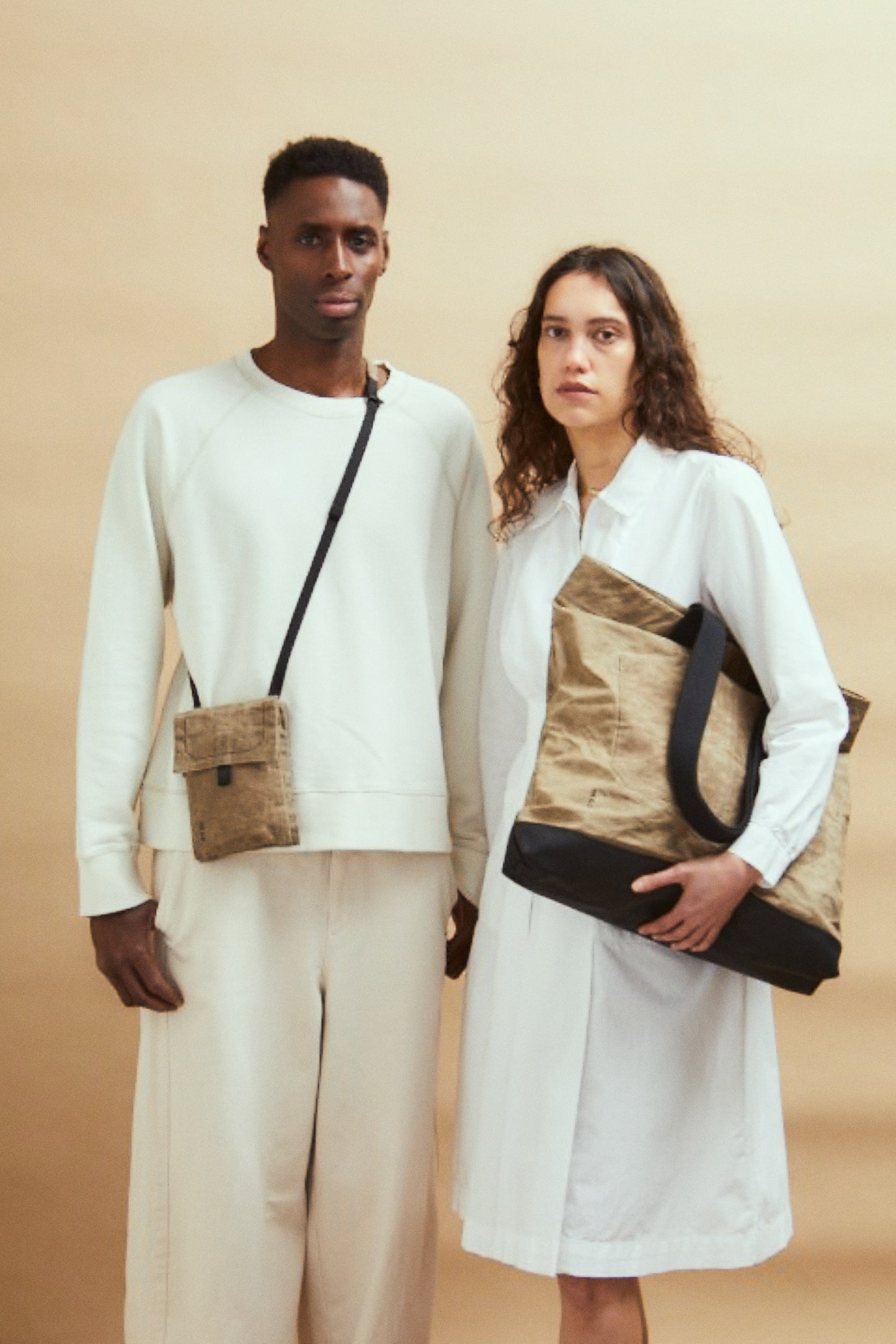 Fam Papery Waxed Cotton Crossbody Bag in Mineral