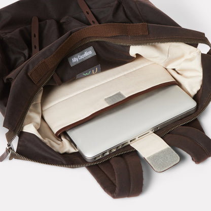 Frank Large Waxed Cotton Backpack in Bog