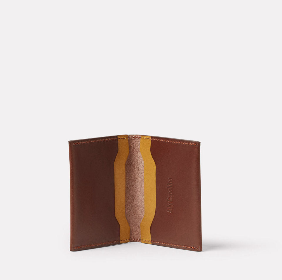 Petra Leather Cardholder in Carob and Mustard