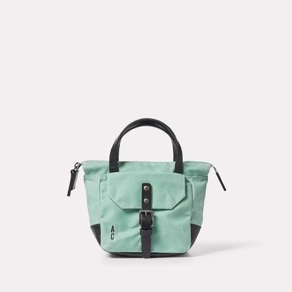 Squat Waxed Cotton Crossbody Mini Bag in Aqua