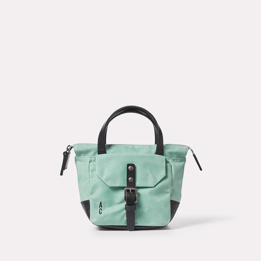 Squat Waxed Cotton Crossbody Mini Bag in Aqua