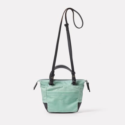 Squat Waxed Cotton Crossbody Mini Bag in Aqua