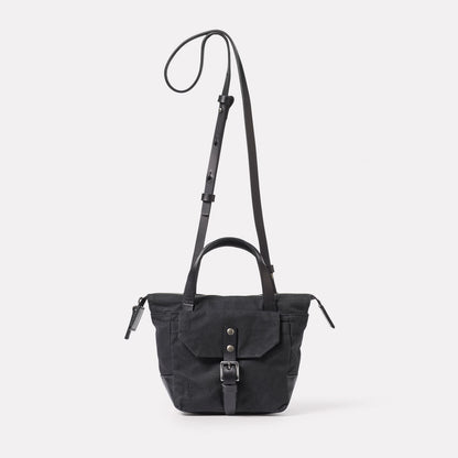 Squat Waxed Cotton Crossbody Mini Bag in Black