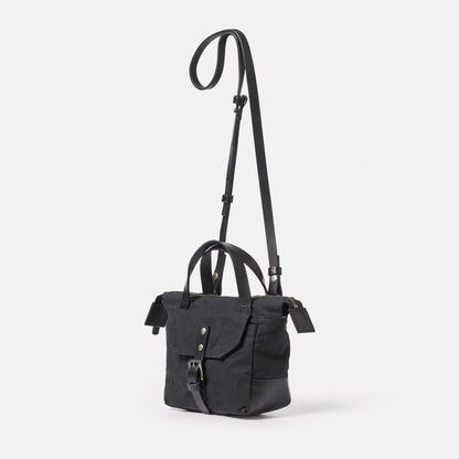 Squat Waxed Cotton Crossbody Mini Bag in Black