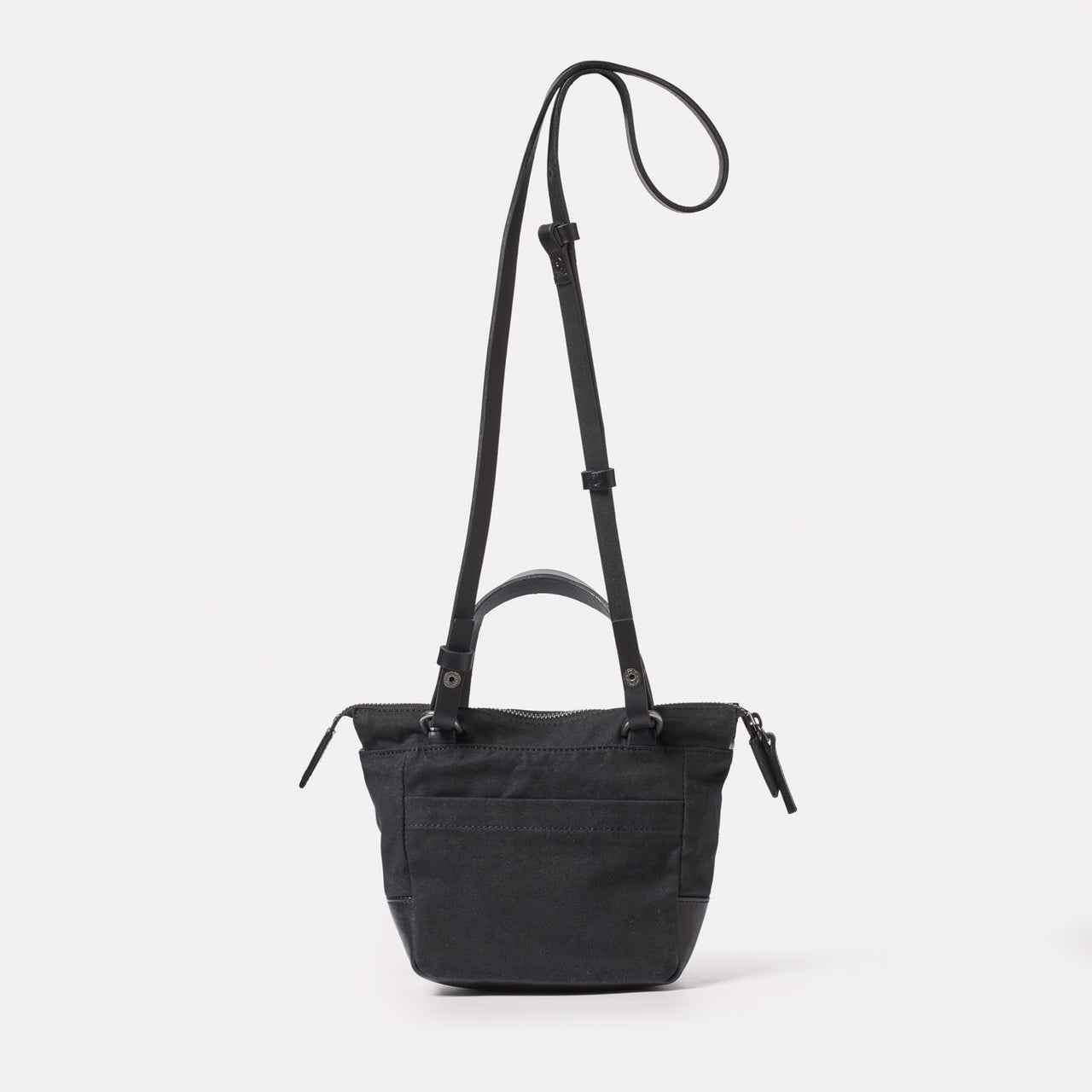 Squat Waxed Cotton Crossbody Mini Bag in Black