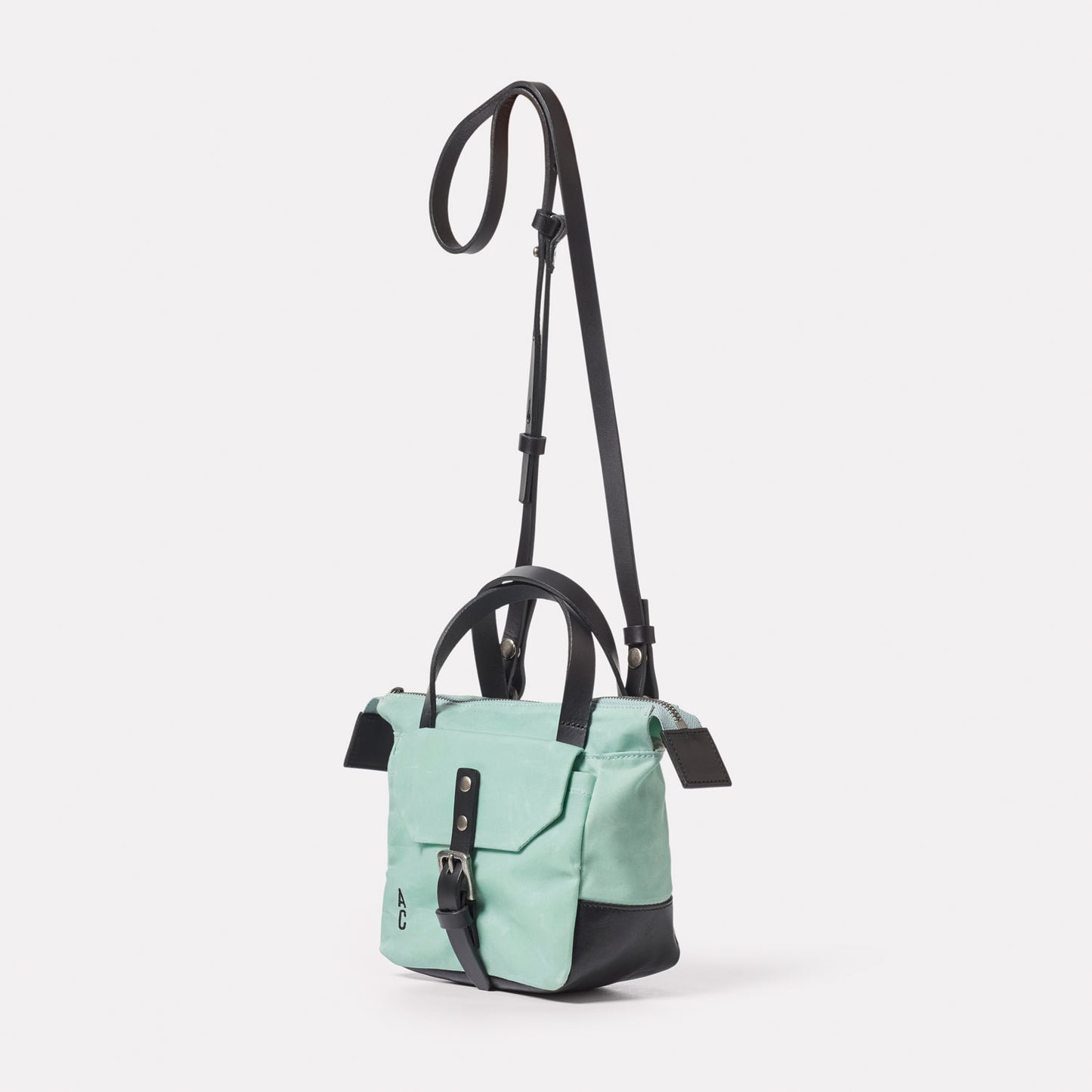 Squat Waxed Cotton Crossbody Mini Bag in Aqua
