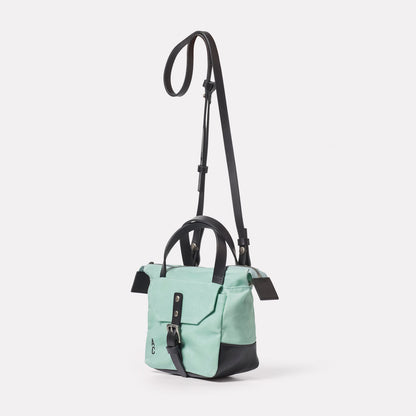 Squat Waxed Cotton Crossbody Mini Bag in Aqua