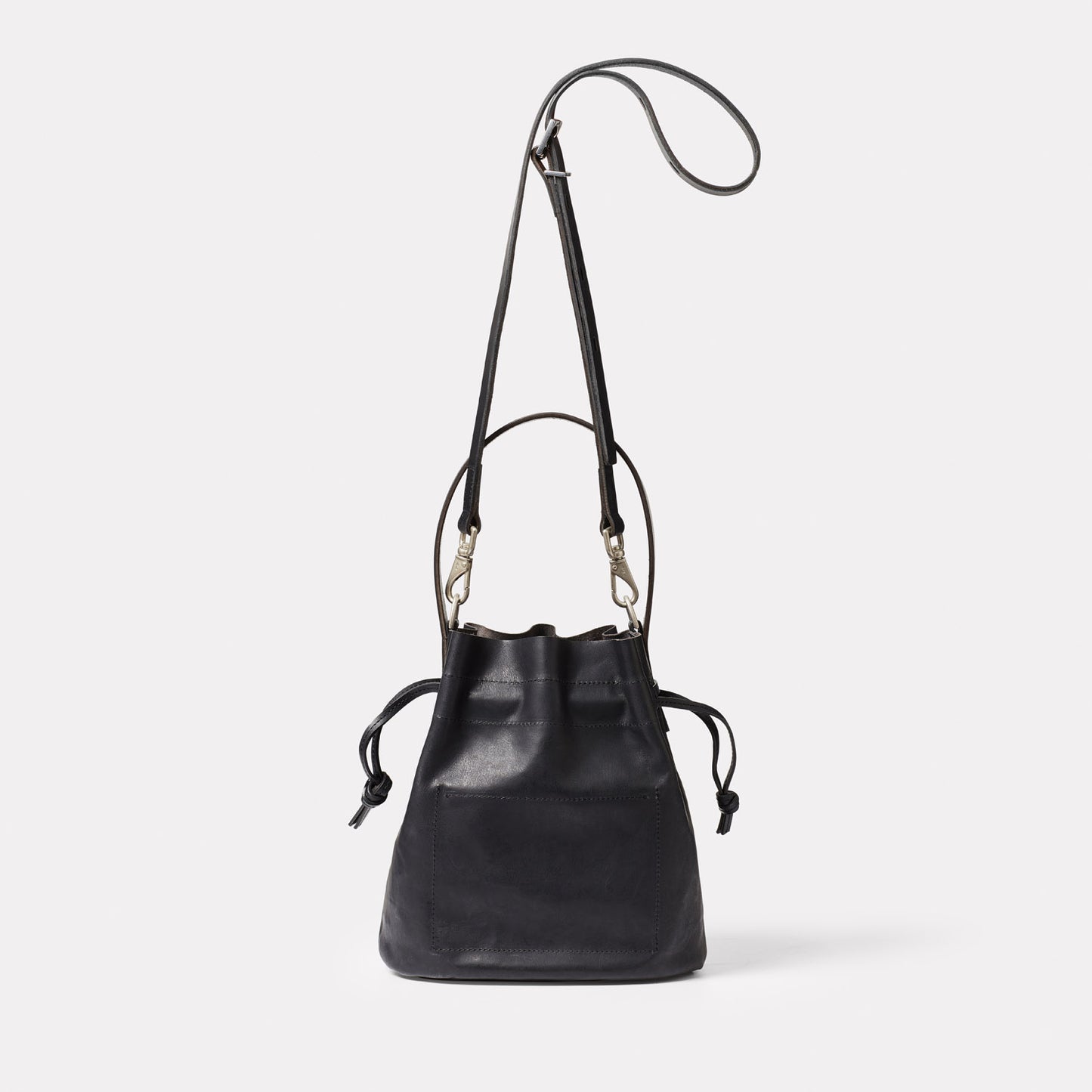 Dora Small Leather Crossbody Bucket Bag in Black
