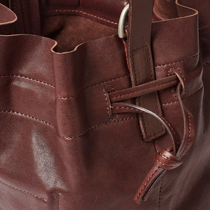 Dora Small Leather Crossbody Bucket Bag in Dark Brown