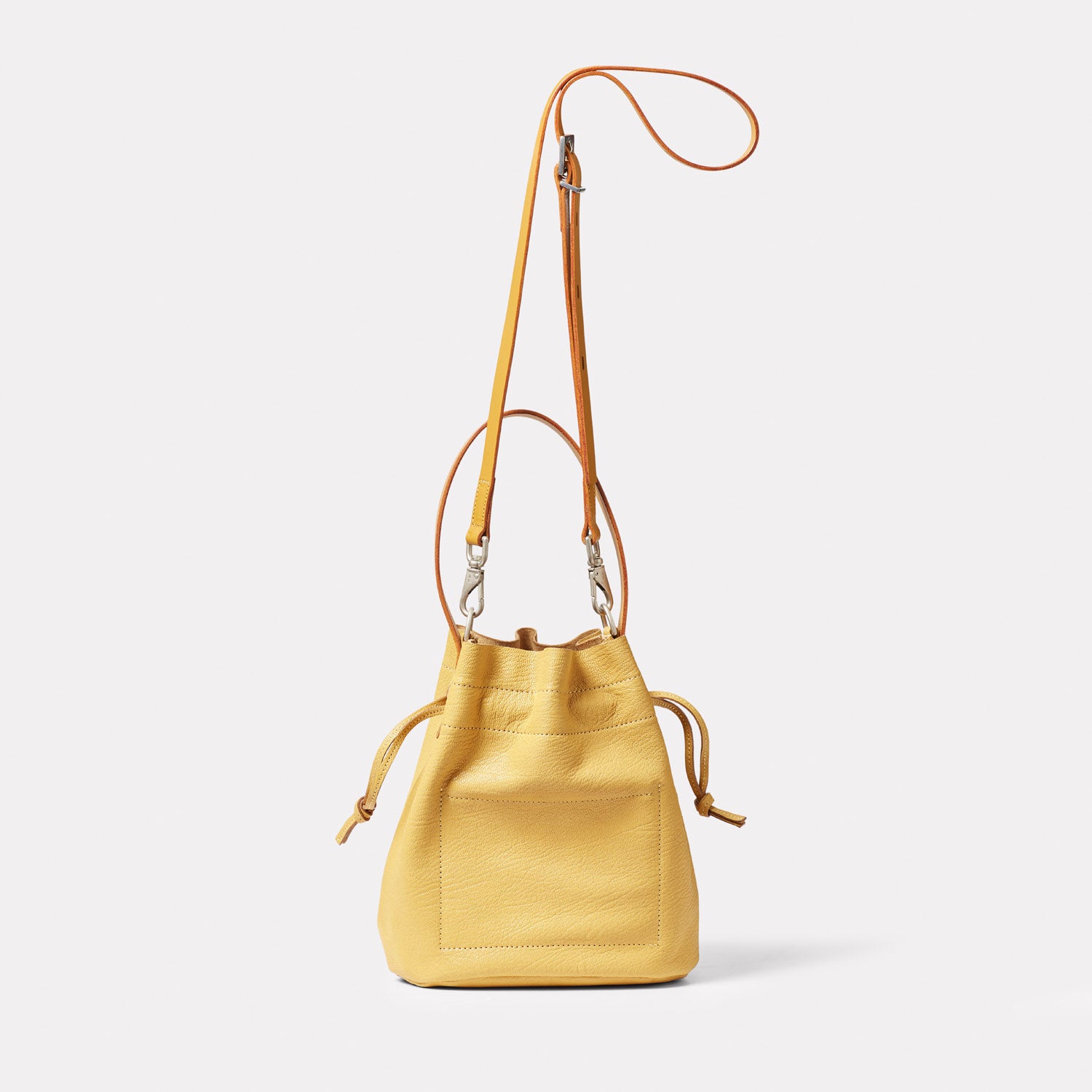 Yellow Italian Leather Handbag Leather Bucket Handbags