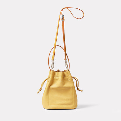 Dora Small Calvert Leather Crossbody Bucket Bag in Dijon
