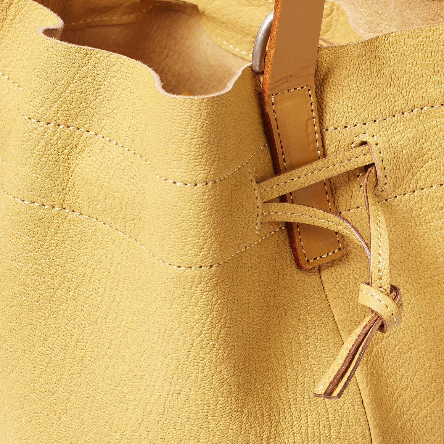 Yellow Italian Leather Handbag Leather Bucket Handbags