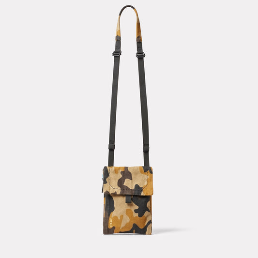 Fam Waxed Canvas Crossbody Phone Bag in Corn Camo