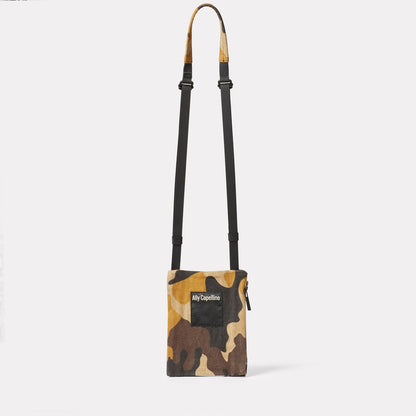 Fam Waxed Canvas Crossbody Phone Bag in Corn Camo
