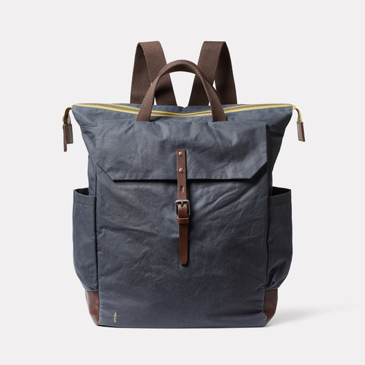 Fin Waxed Cotton Backpack in Steel
