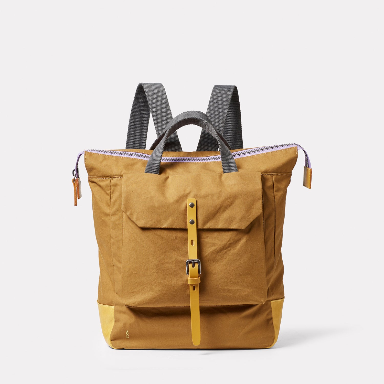 Brown Yellow Waxed Cotton Backpack Rucksack from British Backpack Brands Ally Capellino