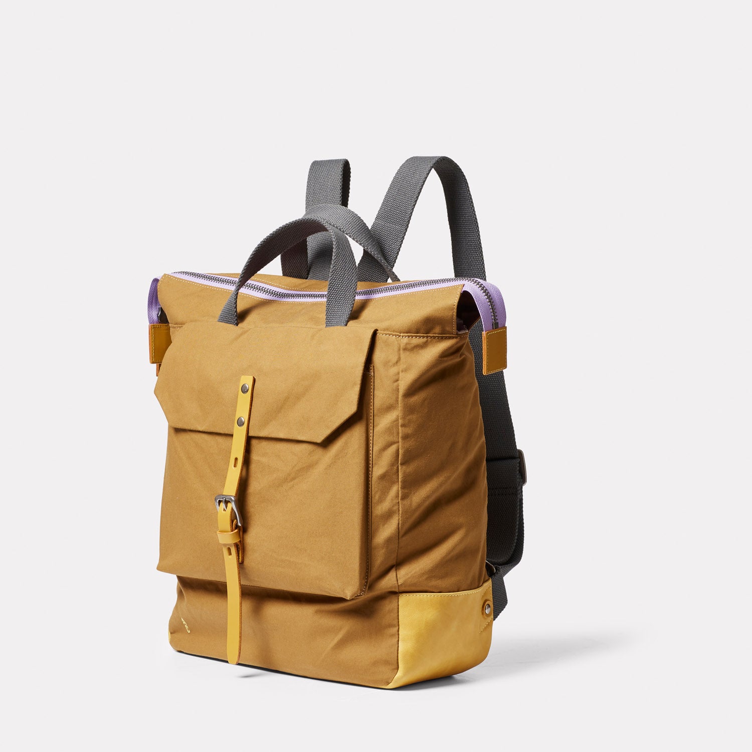 Brown Yellow Waxed Cotton Backpack Rucksack from British Backpack Brands Ally Capellino