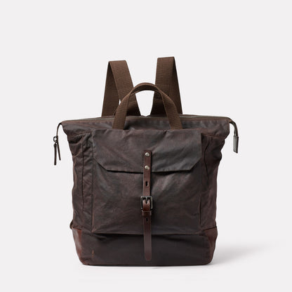 Frances Waxed Cotton Backpack in Bog