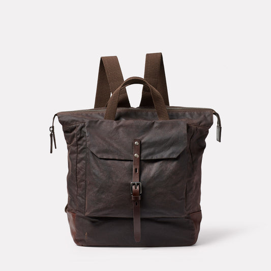 Frances Waxed Cotton Backpack in Bog