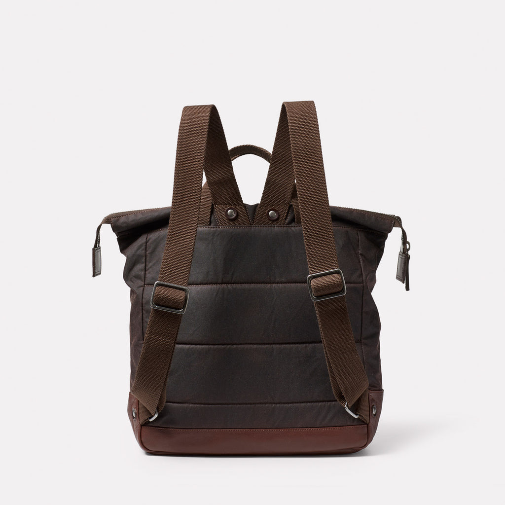 Frances Waxed Cotton Backpack in Bog