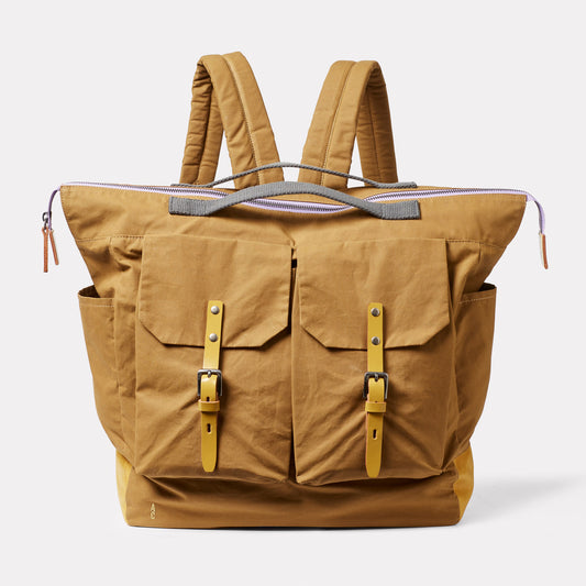 Frank Large Waxed Cotton Backpack in Gingerbread