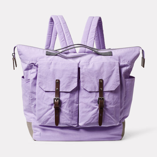 Frank Large Waxed Cotton Backpack in Lilac