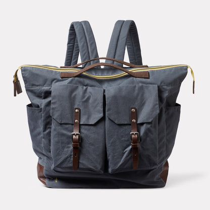 Frank Large Waxed Cotton Backpack in Steel