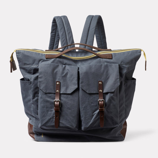 Frank Large Waxed Cotton Backpack in Steel