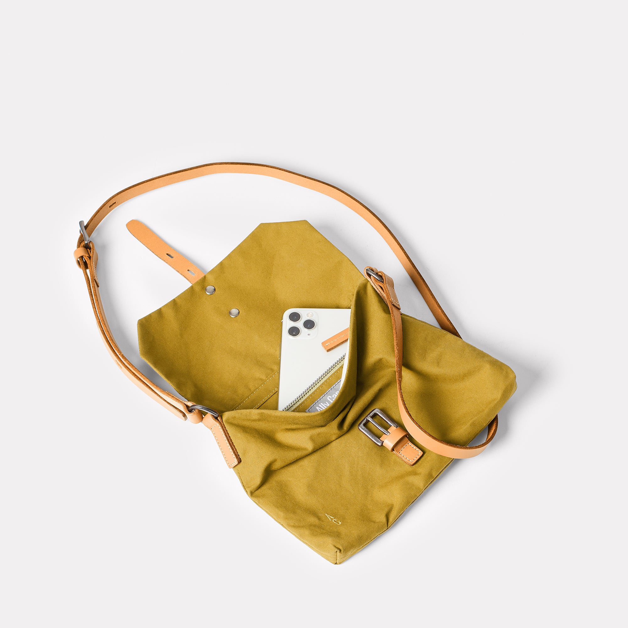 Friday Waxed Cotton Crossbody Bag in Sulfur