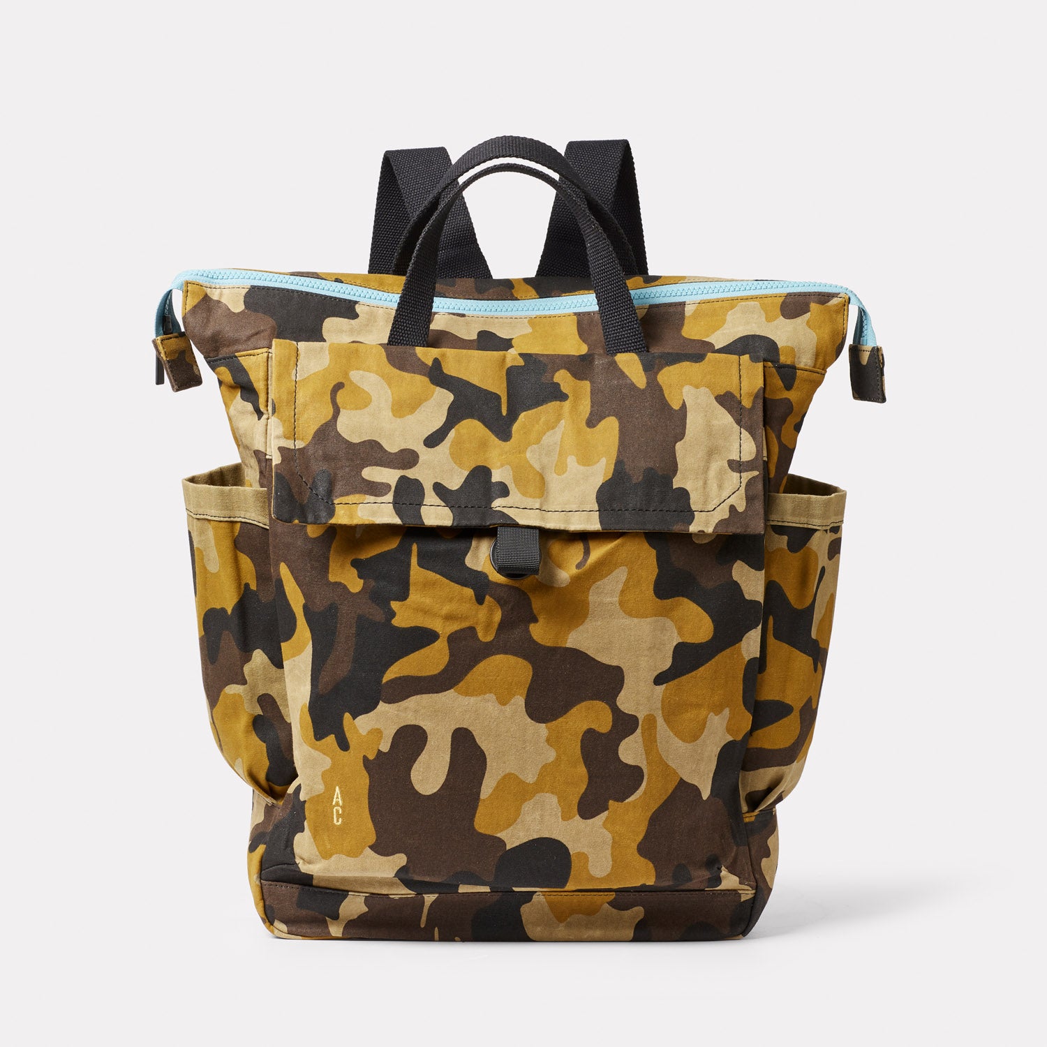 Camouflage Camo Waxed Cotton Backpack from British Backpack Brands Ally Capellino
