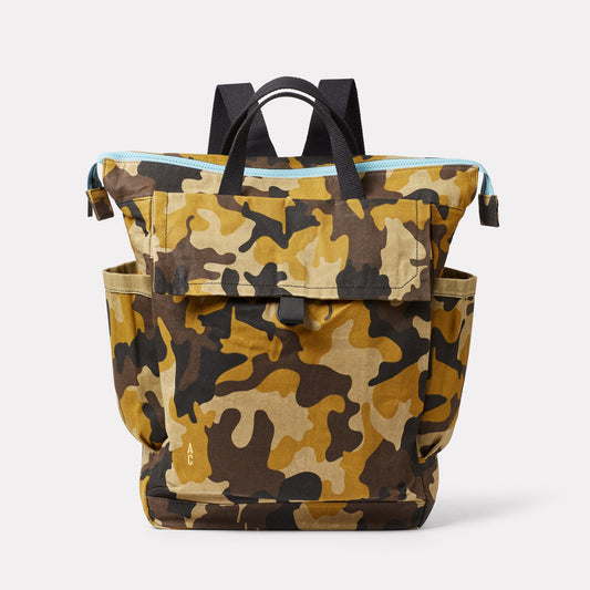 Frik Waxed Canvas Backpack in Corn Camo