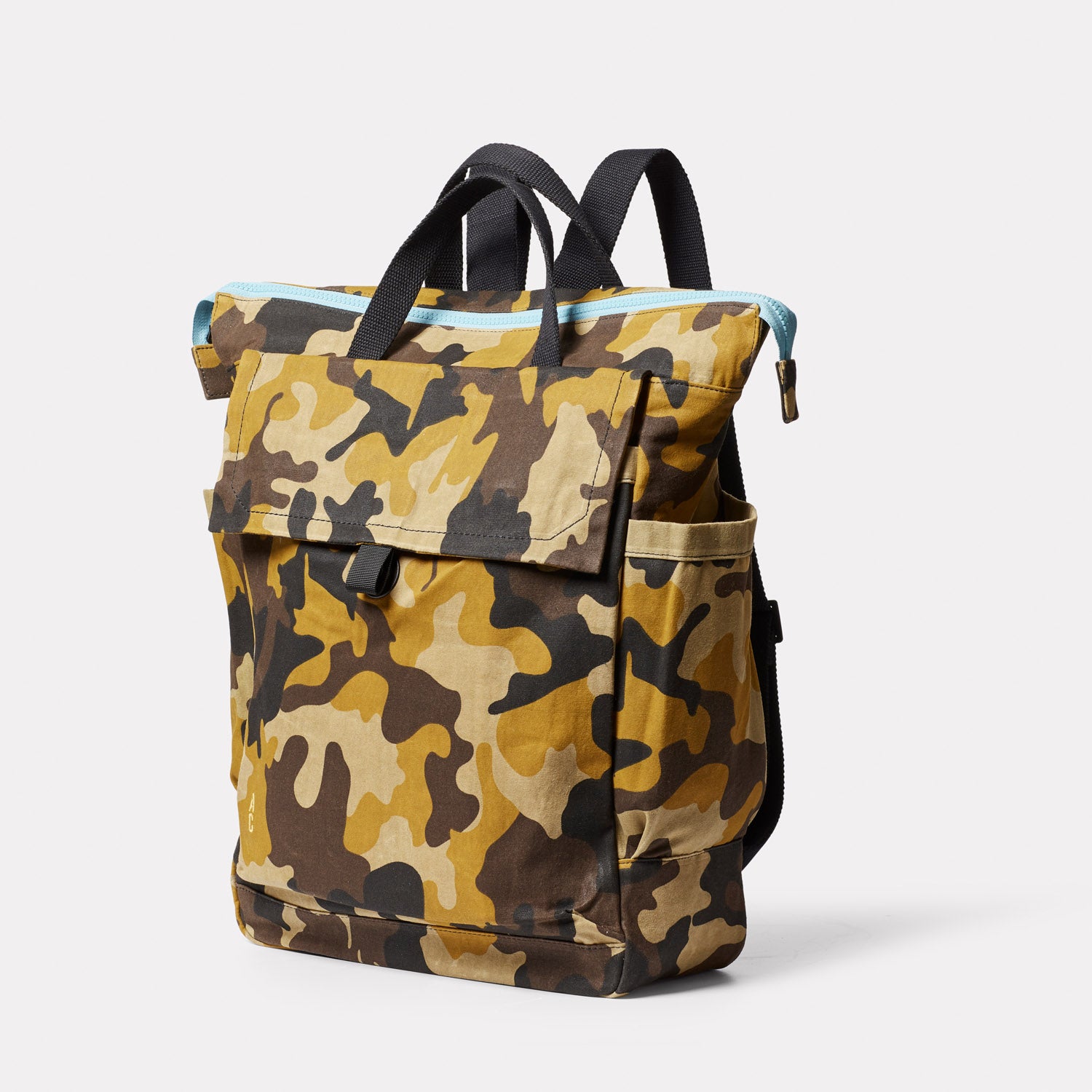 Camouflage Camo Waxed Cotton Backpack from British Backpack Brands Ally Capellino