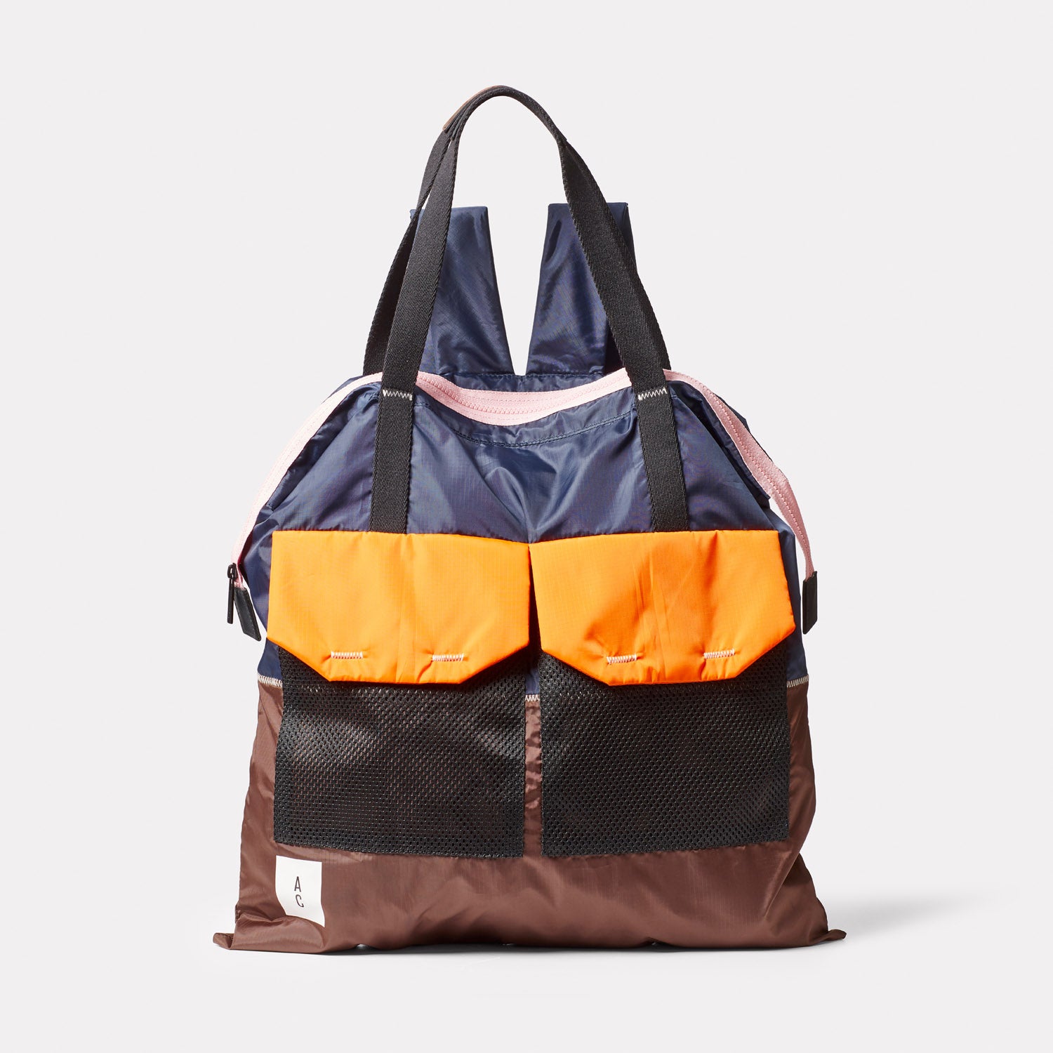Hank Navy Orange Brown Rucksack in Jaffa from British Backpack Brand Ally Capellino