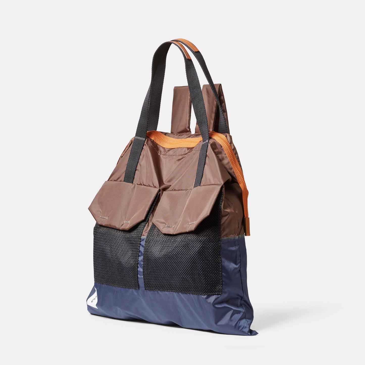 Hank Brown Navy Rucksack in Mocha from British Backpack Brands Ally Capellino
