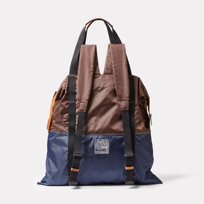Hank Brown Navy Rucksack in Mocha from British Backpack Brands Ally Capellino