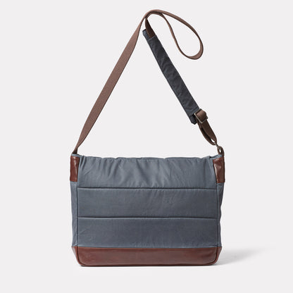Jeremy Large Waxed Cotton Crossbody Satchel in Steel