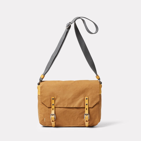 Jeremy Small Waxed Cotton Crossbody Satchel in Gingerbread