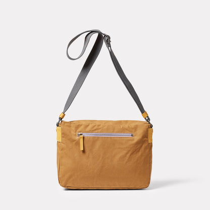 Jeremy Small Waxed Cotton Crossbody Satchel in Gingerbread